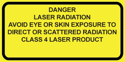 IEC Explanatory Label. Class 4 for Visible Lasers (2"w x 1"h)