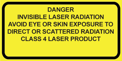IEC Explanatory Label. Class 4 for Invisible Lasers  (2"w x 1"h)