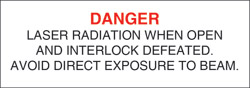 Class IIIb Defeatably Interlocked Protective Housing Label (Laser Radiation) 3&quot; x 3/4&quot;