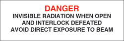 Class IIIb Defeatebly Interlocked Protective Housing Label  (Invisible Laser Radiation) 3&quot; x 3/4&quot;