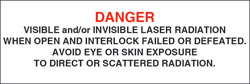 Class IV Optionally Interlocked Protective Housing Label (Visible and/or Invisible Laser Radiation) 3" x 1"