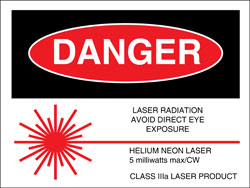 Class IIIa Logotype (Danger) Label for 5mw HeNe Laser. 2 1/2" x 2"