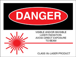 Class IIIb Logotype Label 2 1/2" x 2". "Visible and/or Invisible Laser Radiation"