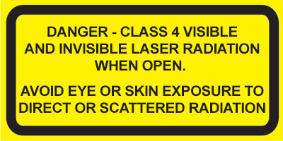 IEC Visible and Invisible  Class 4 Noninterlocked  protective housing label (2"w x 1"h)