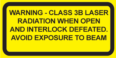 IEC Class 3B  Defeatably interlocked  protective housing label (2"w x 1"h)