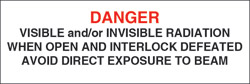 Class IIIb Defeatably Interlocked Protective Housing Label (Visible and/or Invisible Laser Radiation) 3" x 3/4"