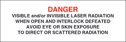 Class IV Defeatably Interlocked Protective Housing Label (Visible and/or Invisible Laser Radiation) 3" x 1"